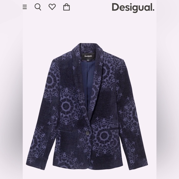 Desigual Jackets & Blazers - 🔥Host Pick🔥 Desigual Blazer Jacquard Mandala Midnight Blue NWOT EU 38